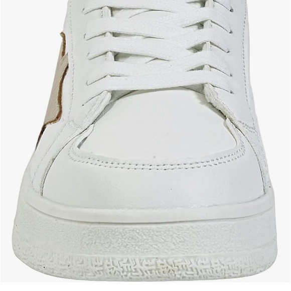 Niluber Size 6 Star Sneakers Low Top Comfortable Cushioned White Gold Sneakers - Picture 3 of 11